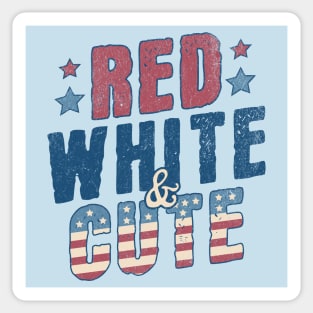 Red White and Cute - Funny USA 4th of July Retro Vintage Sticker
